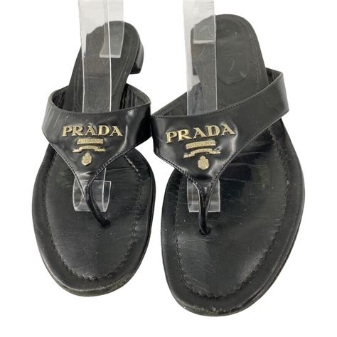 prada flip flop sandals|Prada denim sandals.